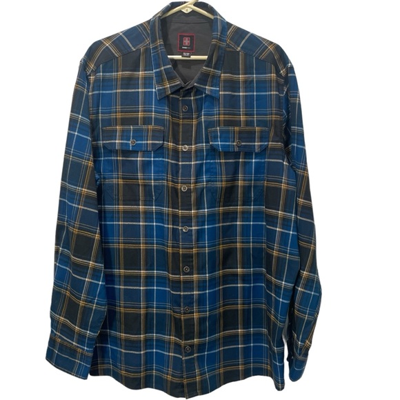 Official Men's Swiss Tech Blue Plaid Flannel Button Shirt Multicolor Sz 2XL - Picture 1 of 5